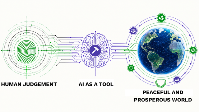 Human judgment remains in control. AI is the tool. The outcome: a peaceful and prosperous world.